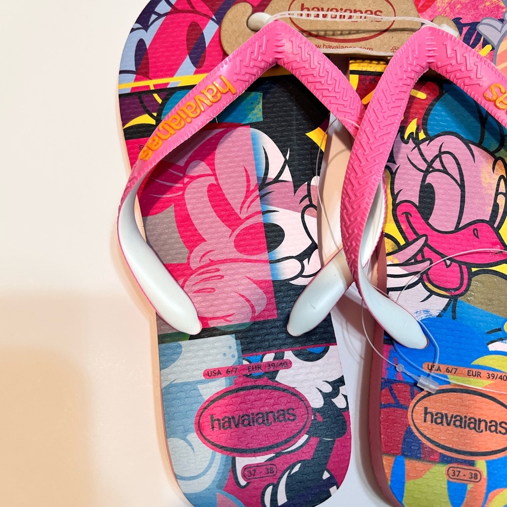 NWT HAVAIANAS Minnie & Daisy Duck Flip Flops  SZ 6-7 / 37-38 - Picture 7 of 16